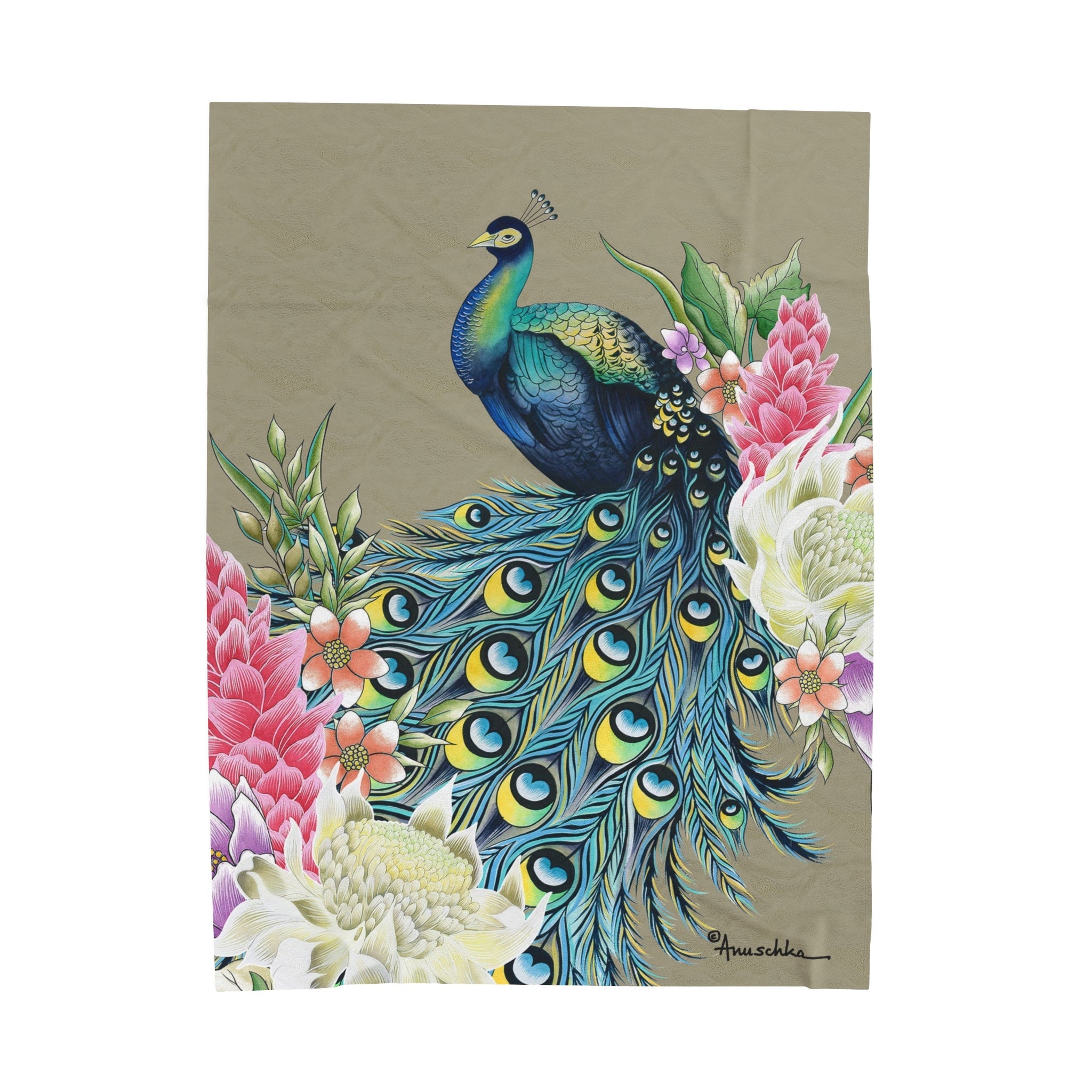 Regal Peacock Velveteen Plush Blanket