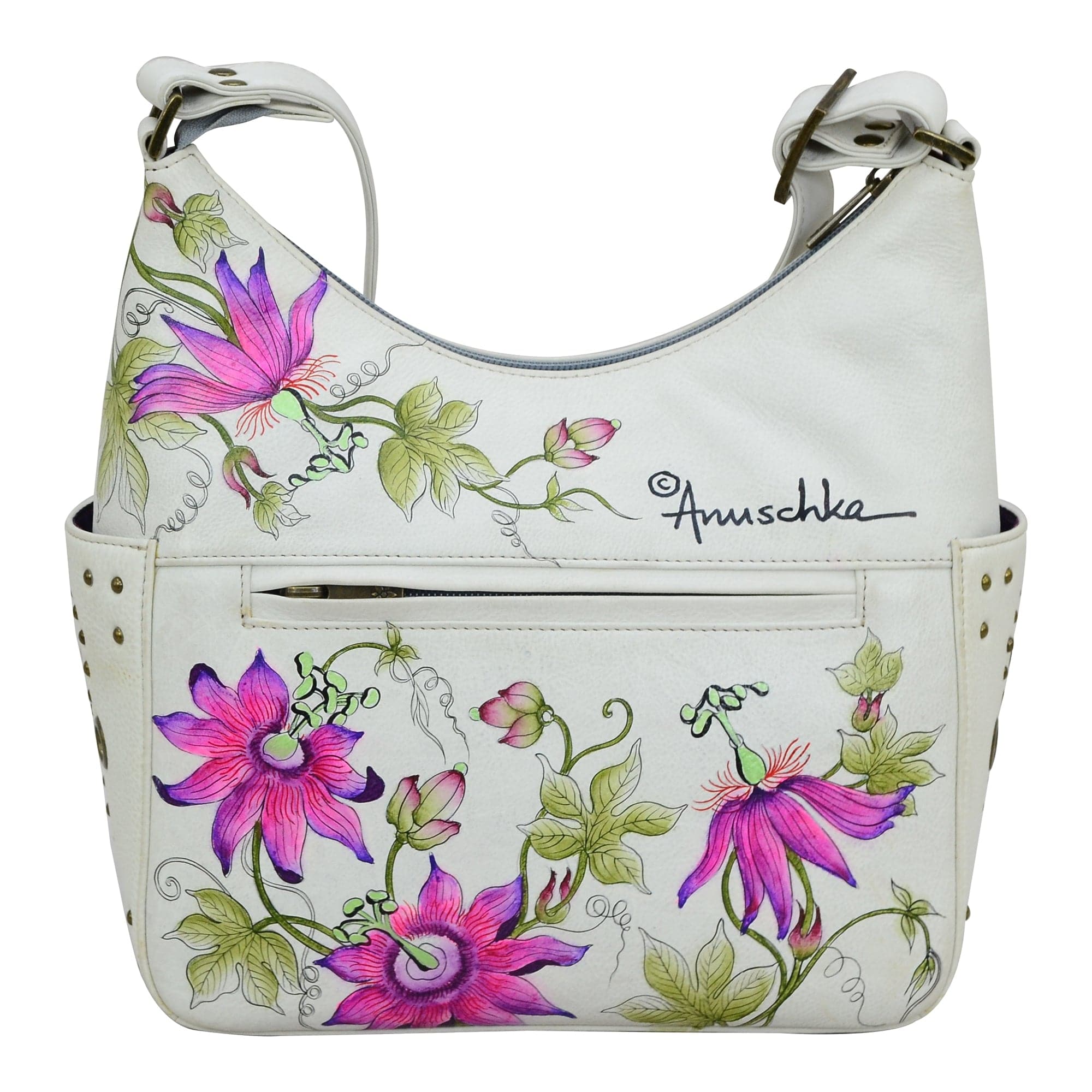 Classic Hobo With Studded Side Pockets - 433 - Anuschka