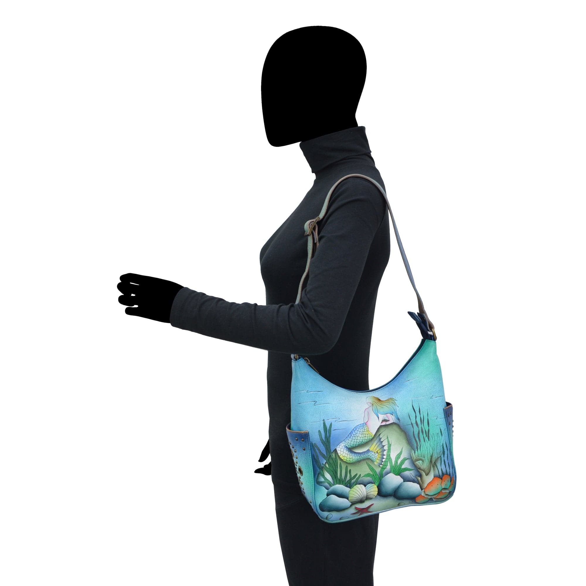 Classic Hobo With Studded Side Pockets - 433 - Anuschka