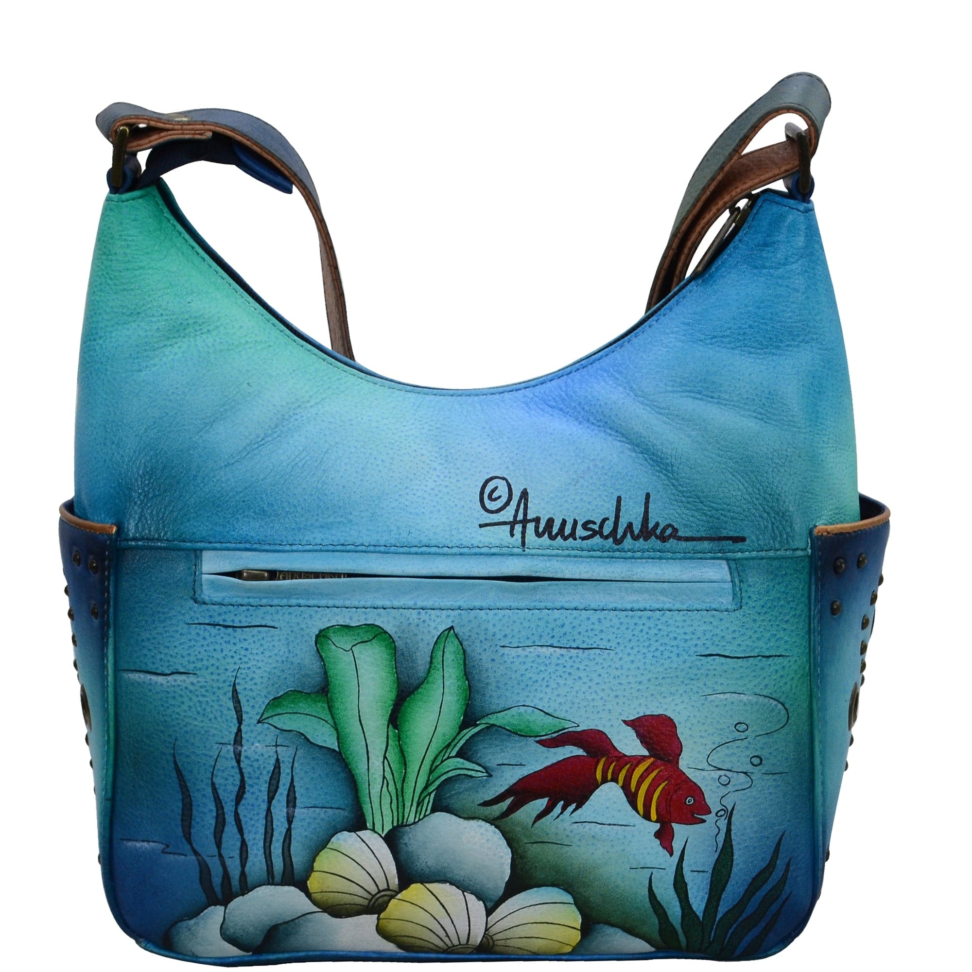 Classic Hobo With Studded Side Pockets - 433 - Anuschka