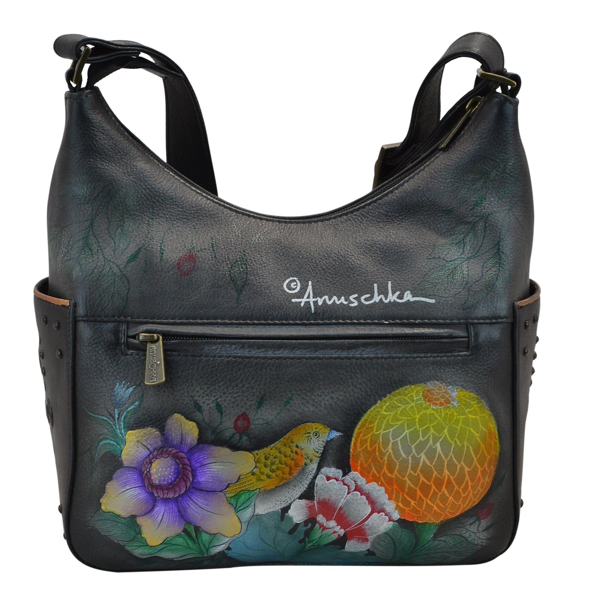 Classic Hobo With Studded Side Pockets - 433 - Anuschka