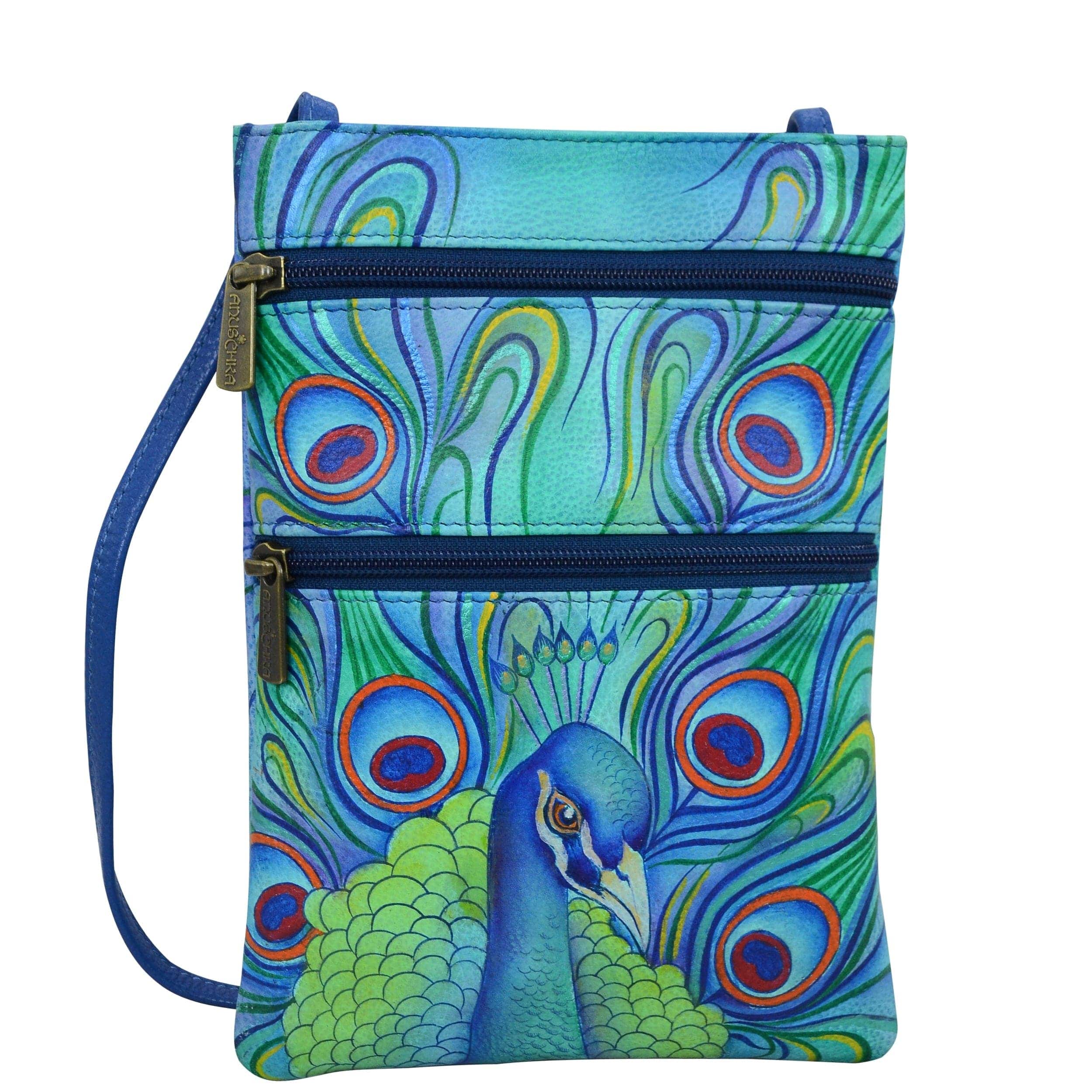 Jeweled Plume Mini Double Zip Travel Crossbody - 448