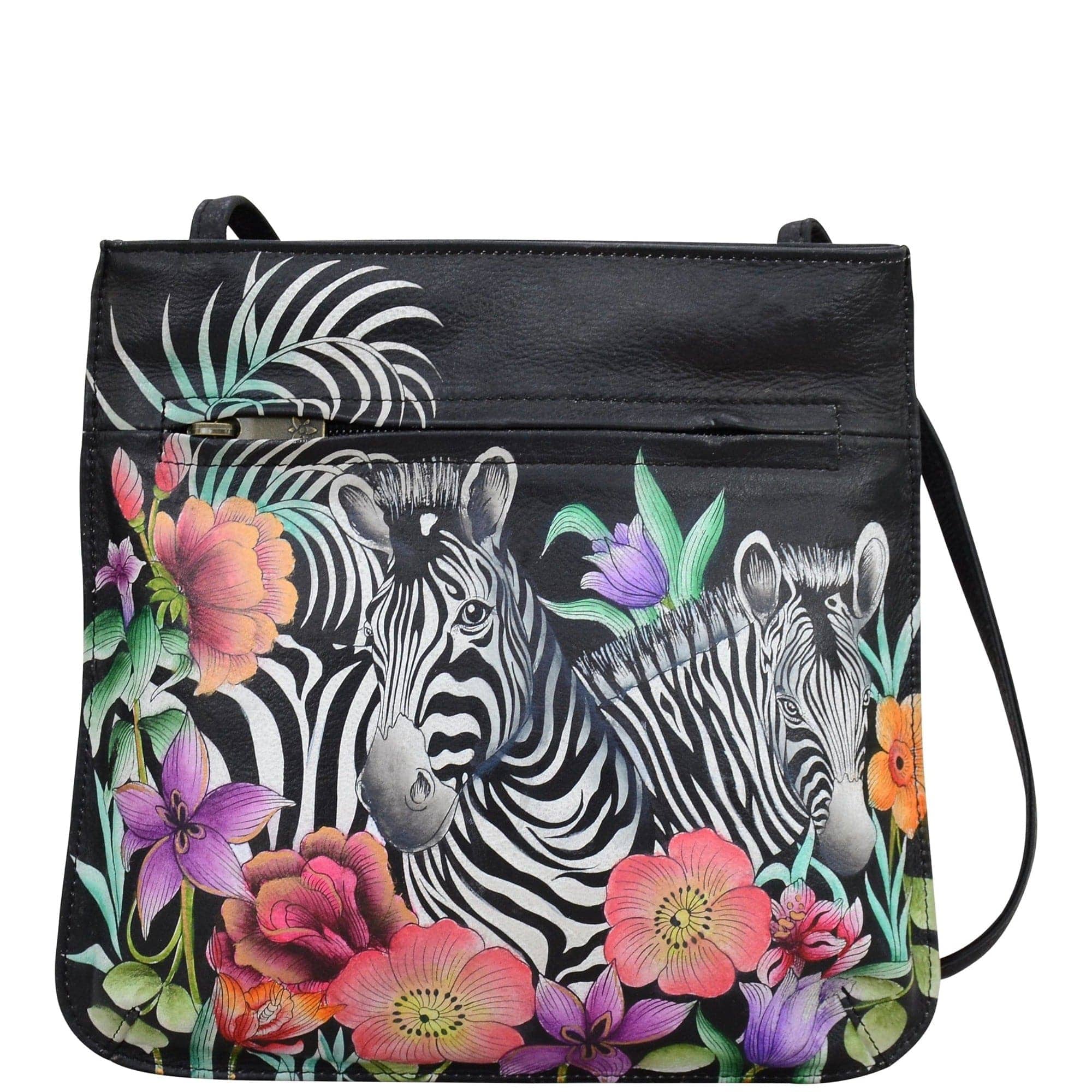 Playful Zebras Slim Crossbody With Front Zip - 452