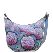 Anuschka Style 471, handpainted Classic Ruched Hobo. Hypnotic Hydrangeas painting