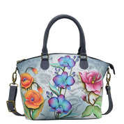 Anuschka Style 484, handpainted Convertible Satchel. Floral Fantasy painting