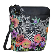 Playful Zebras Organizer Crossbody With Extended Side Zipper - 493