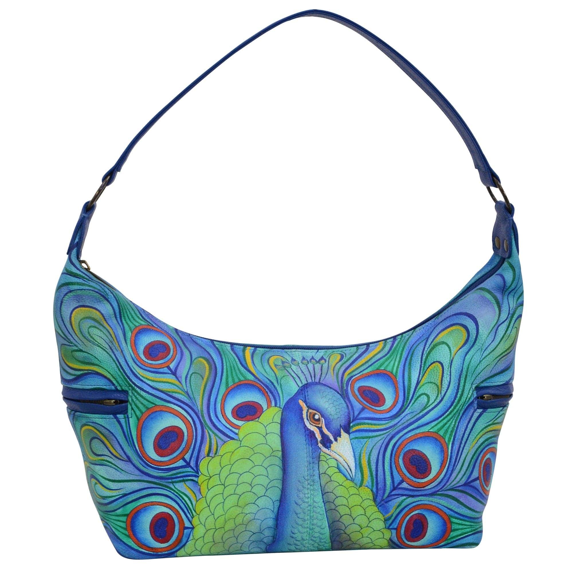 Anuschka Style 510, handpainted East West Medium Hobo. Jeweled Plume painting