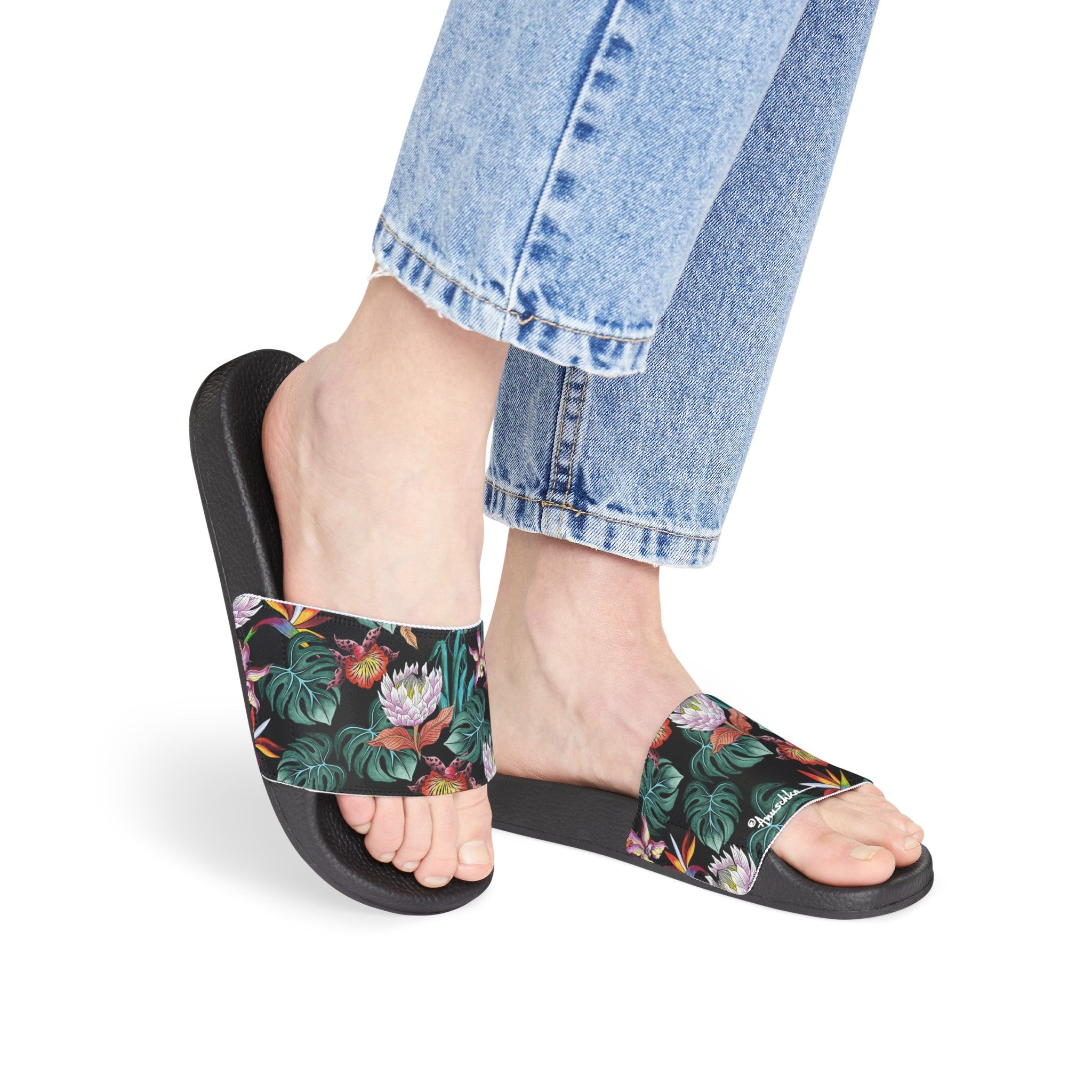 Island Escape Black Slide Sandals