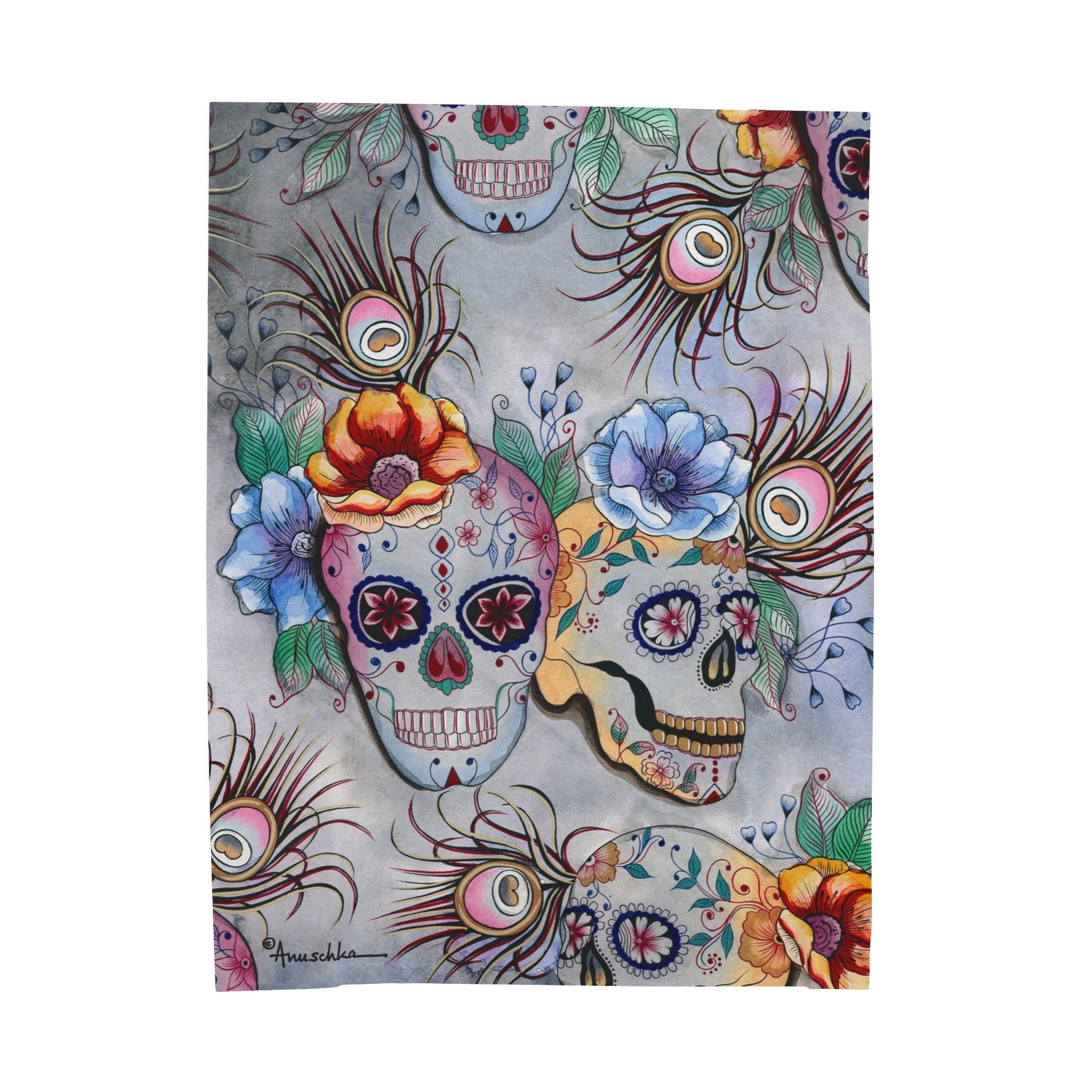 Calaveras de Azúcar Velveteen Plush Blanket