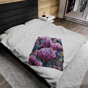 Hypnotic Hydrangeas Velveteen Plush Blanket
