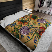 Caribbean Garden Velveteen Plush Blanket