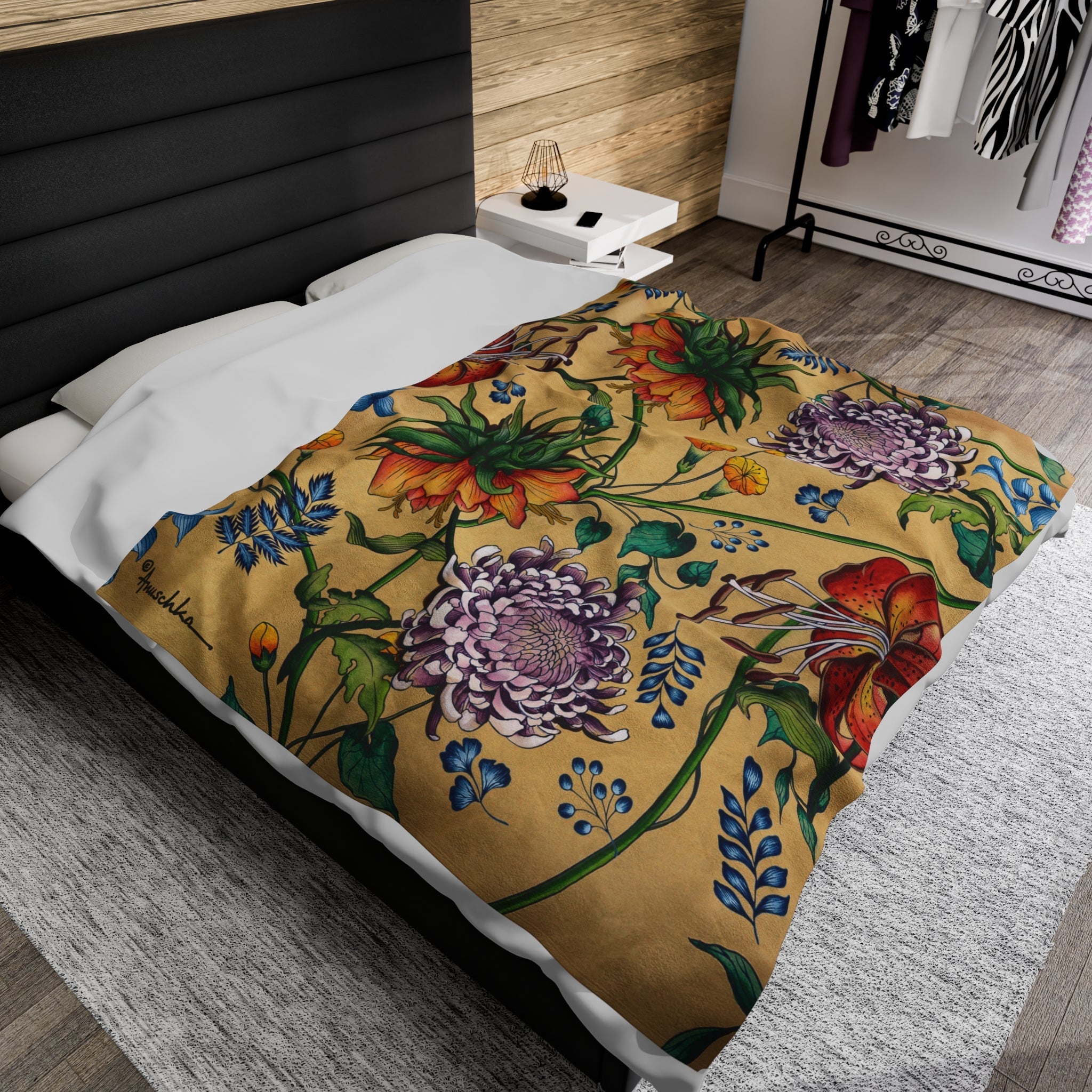 Caribbean Garden Velveteen Plush Blanket