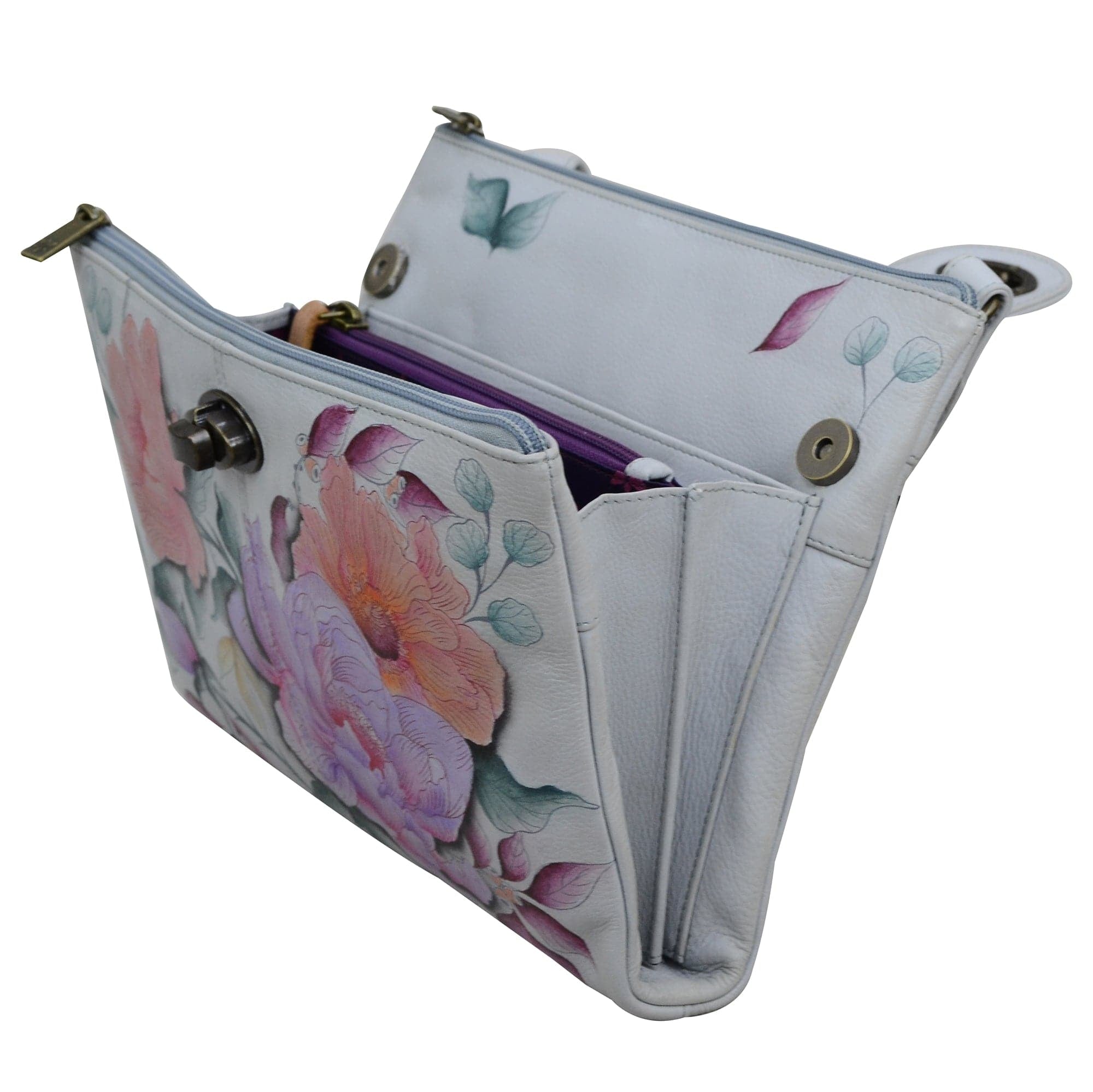 RFID Blocking Triple Compartment Crossbody Organizer - 595 - Anuschka
