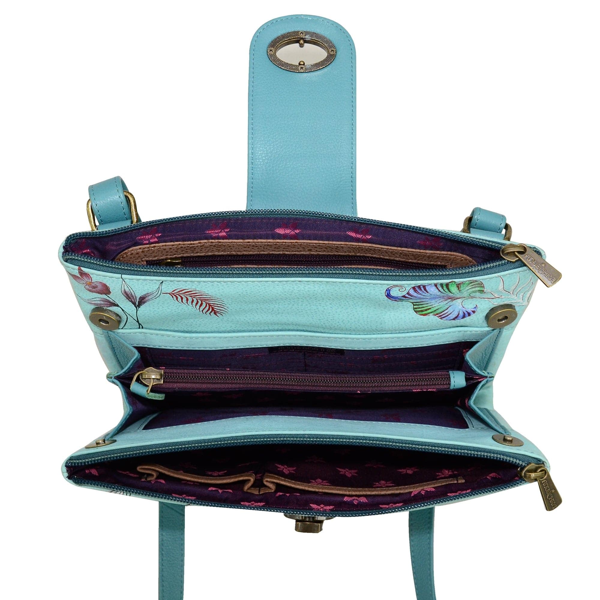 RFID Blocking Triple Compartment Crossbody Organizer - 595 - Anuschka