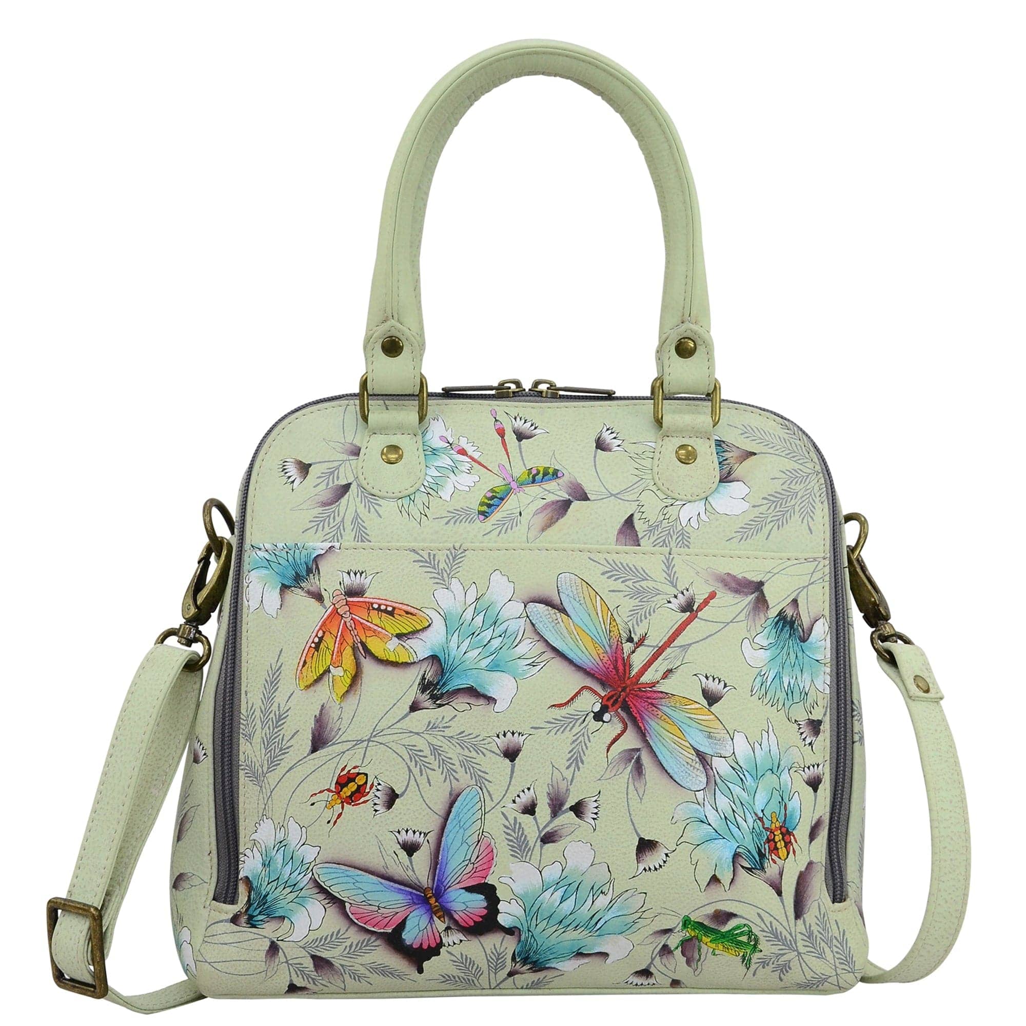 Anuschka Style 606, handpainted Zip Around Convertible Satchel. Wondrous Wings painting