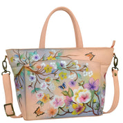 Anuschka Style 635, handpainted Large Organizer Tote. Japanese Garden painting