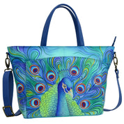 Anuschka Style 635, handpainted Large Organizer Tote. Jeweled Plume painting