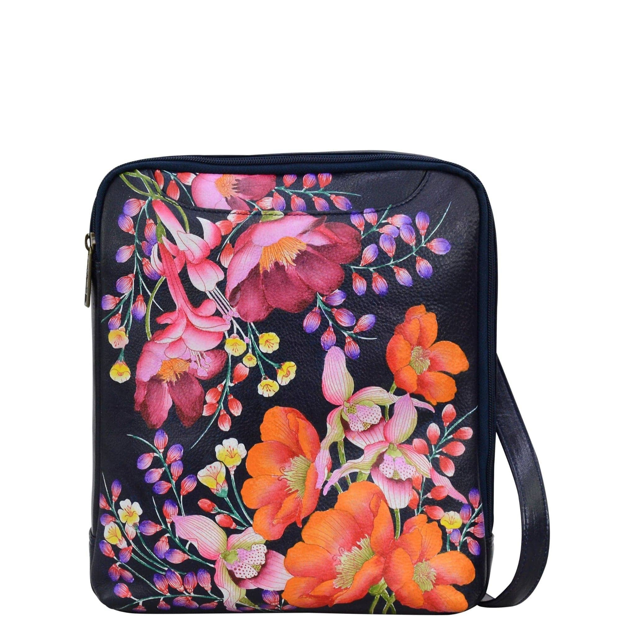 Anuschka Style 650, handpainted Large Crossbody. Moonlit Meadow painting
