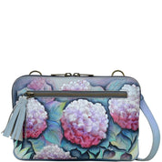 Anuschka Style 663, handpainted Crossbody/Belt Bag. Hypnotic Hydrangeas painting