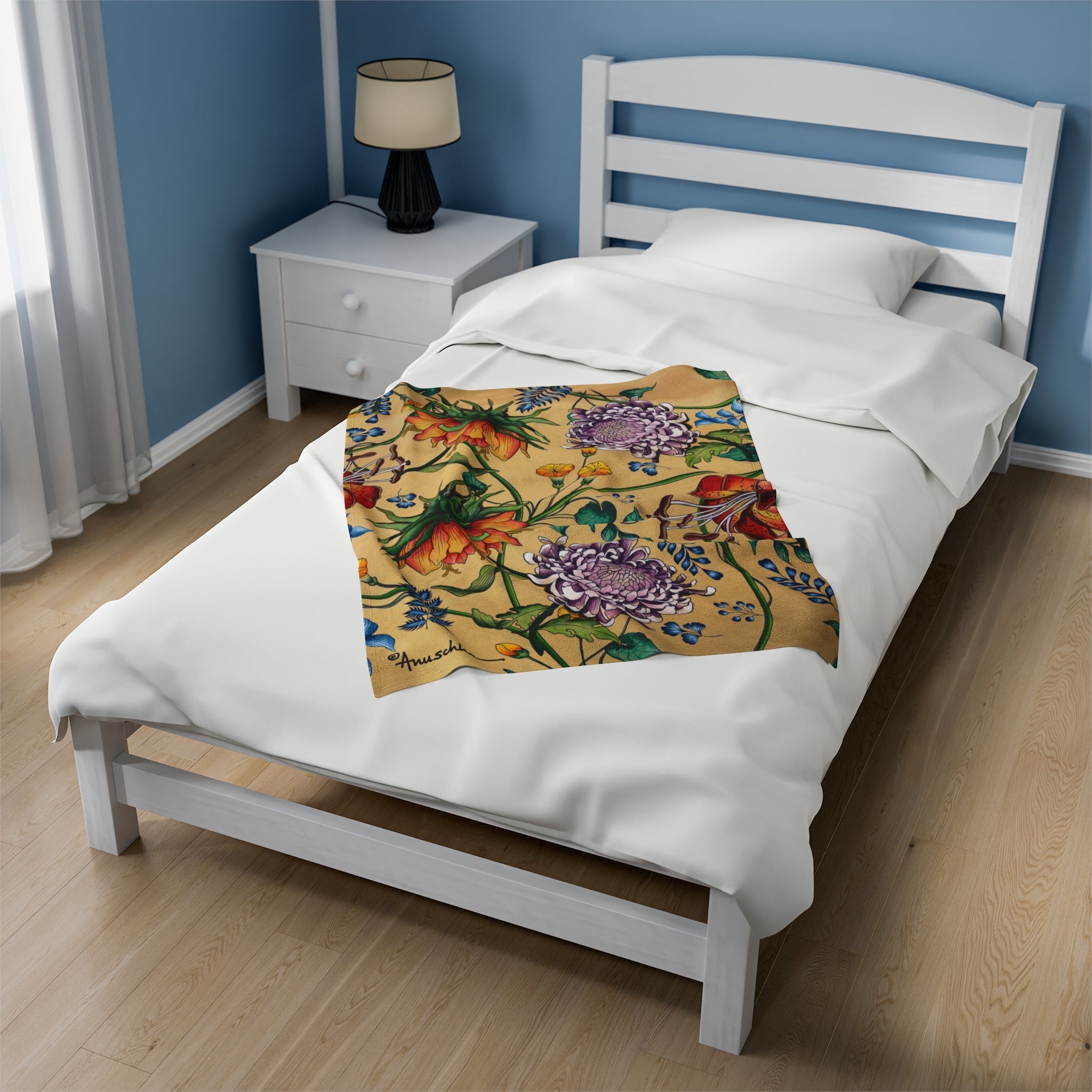 Caribbean Garden Velveteen Plush Blanket