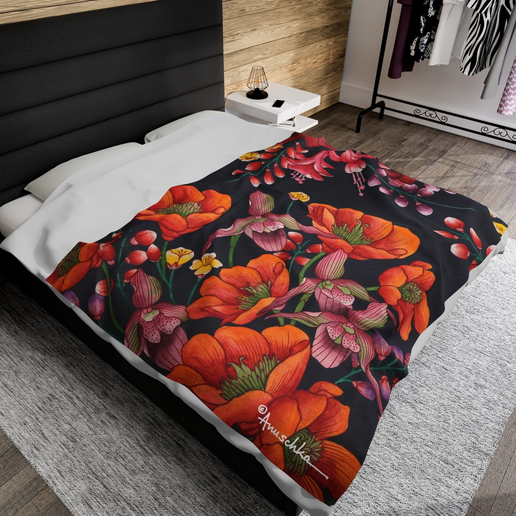 Moonlit Meadow Velveteen Plush Blanket