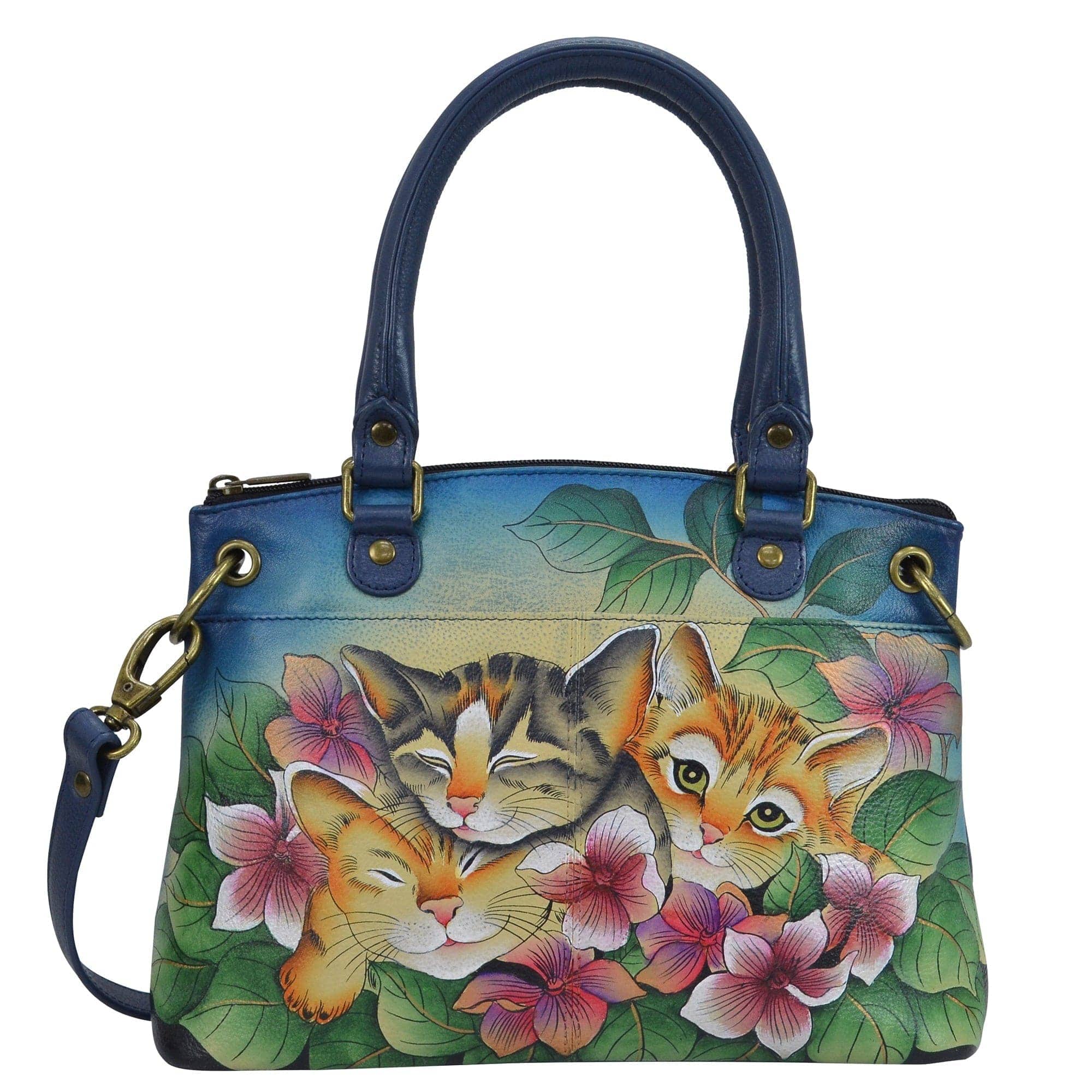 Three Kittens Blue Small Satchel - 8252