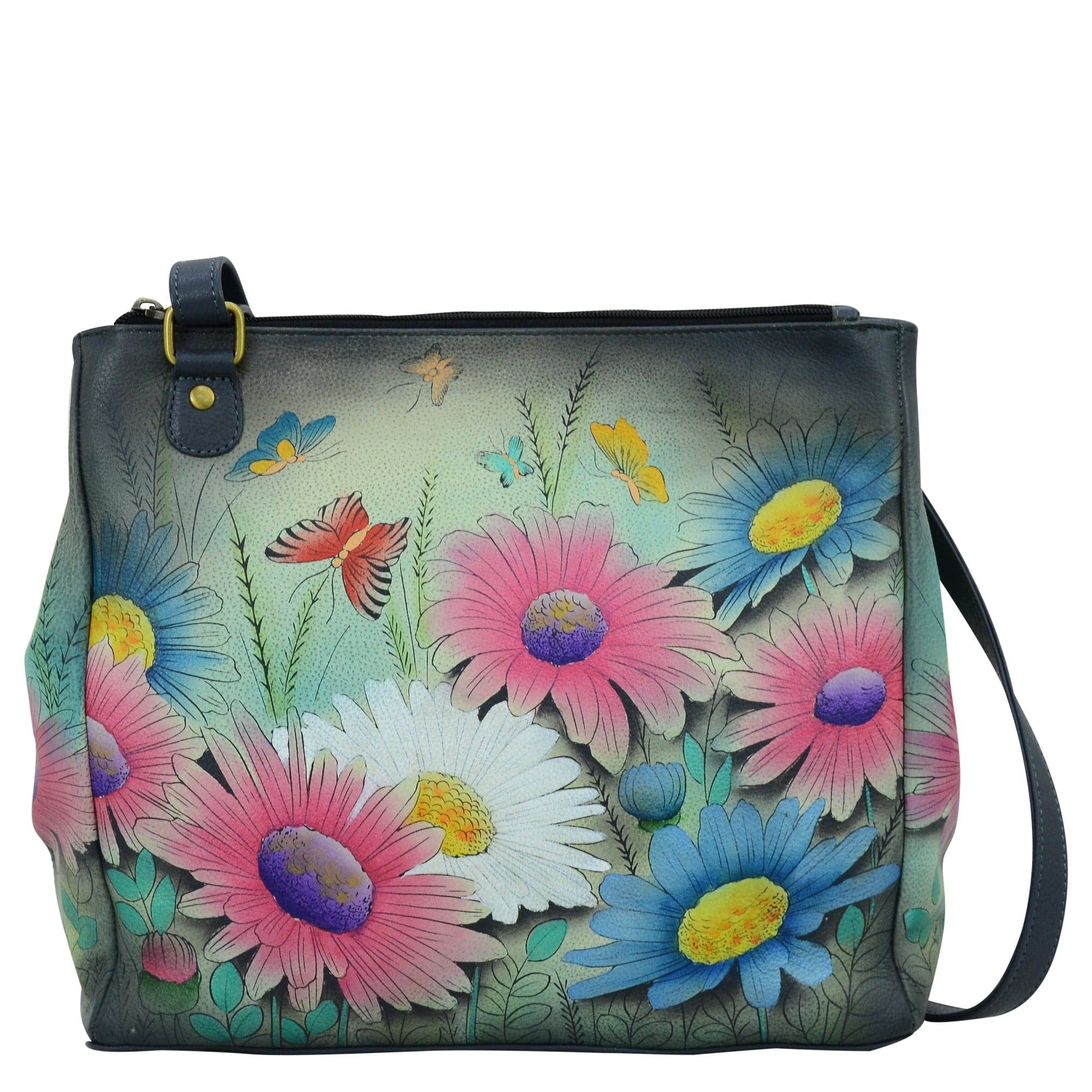 Anna by Anuschka Style 8316, handpainted Multi compartment Organizer Tote. Enchanted Evening painting