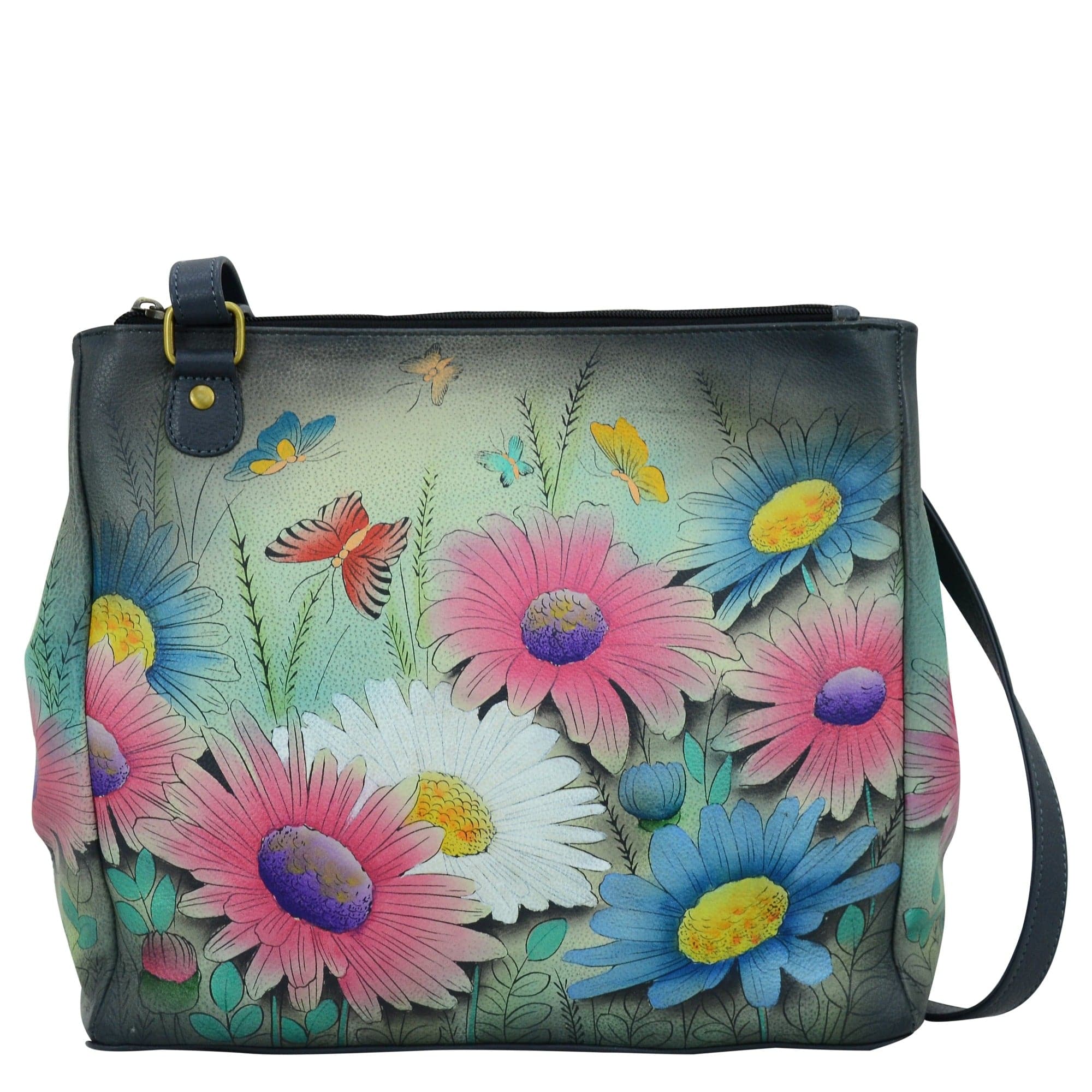 Anna by Anuschka Style 8316, handpainted Multi compartment Organizer Tote. Enchanted Evening painting