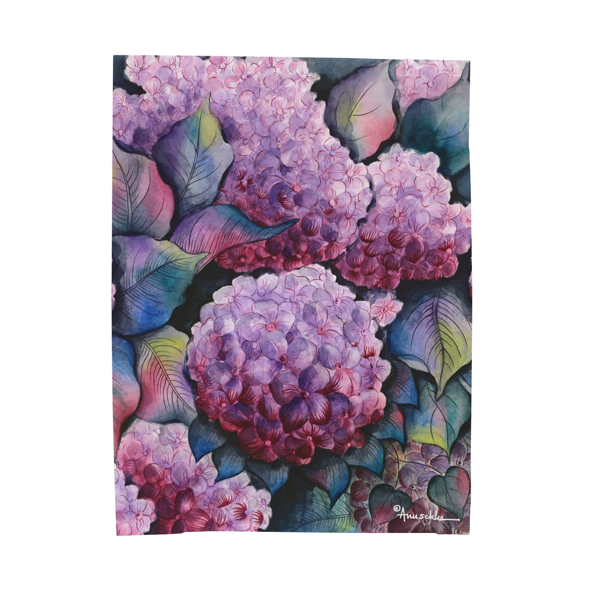 Hypnotic Hydrangeas Velveteen Plush Blanket