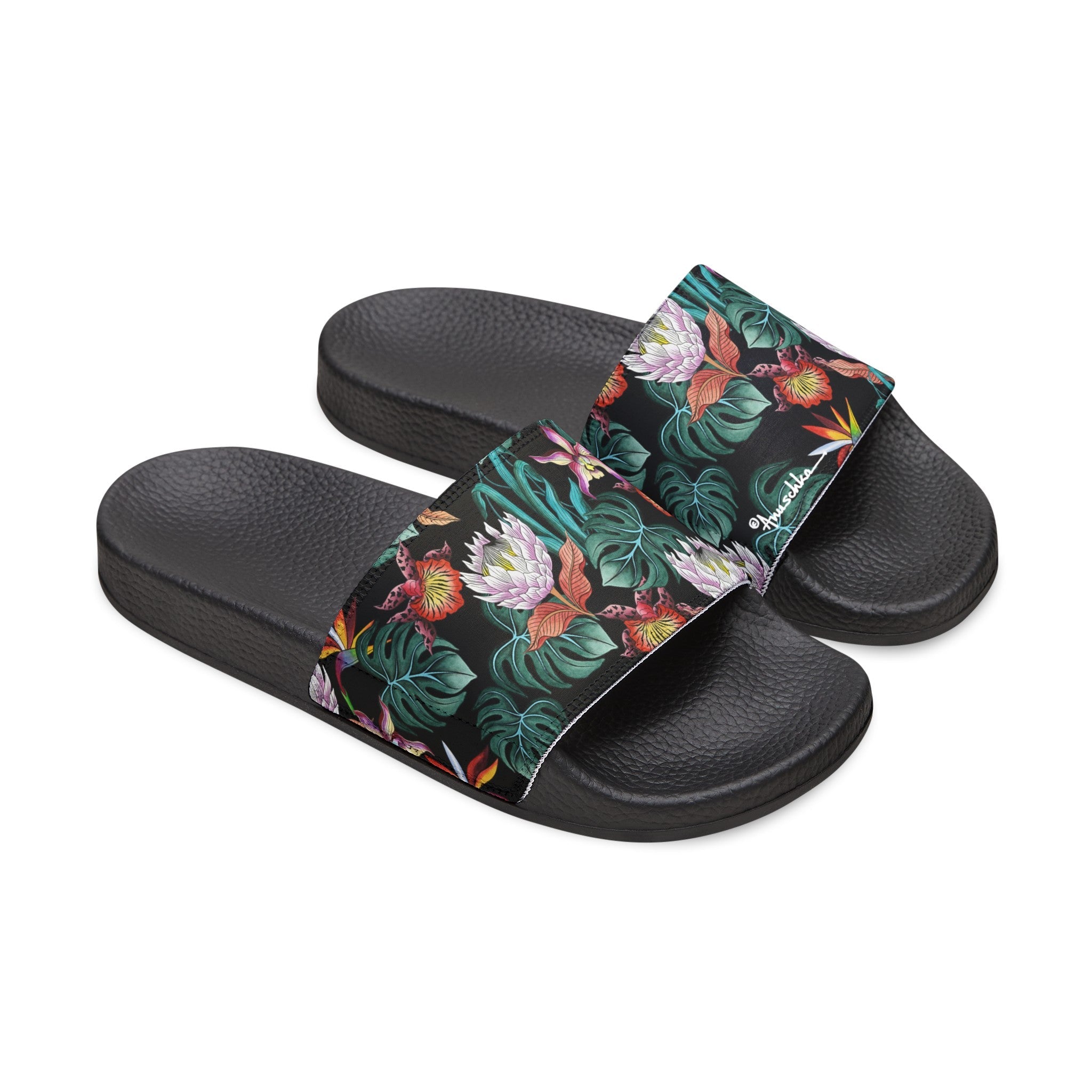 Island Escape Black Slide Sandals
