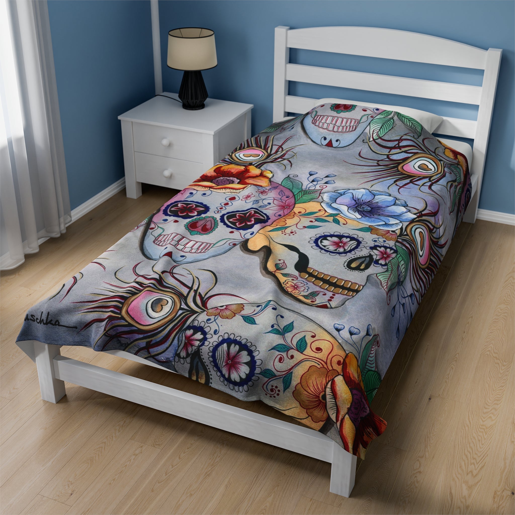 Calaveras de Azúcar Velveteen Plush Blanket