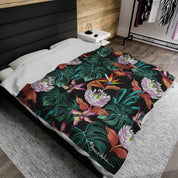 Island Escape Black Velveteen Plush Blanket