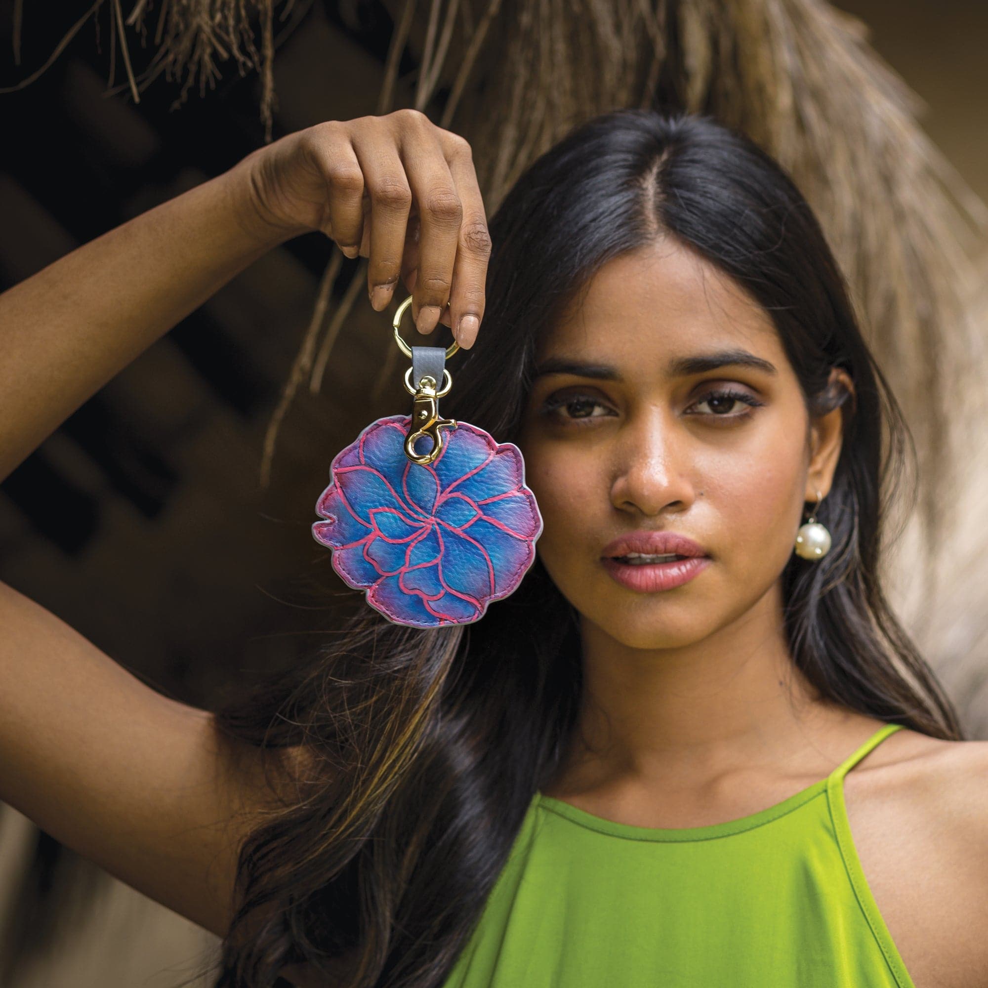 Painted Leather Bag Charm K0009 - Keycharms