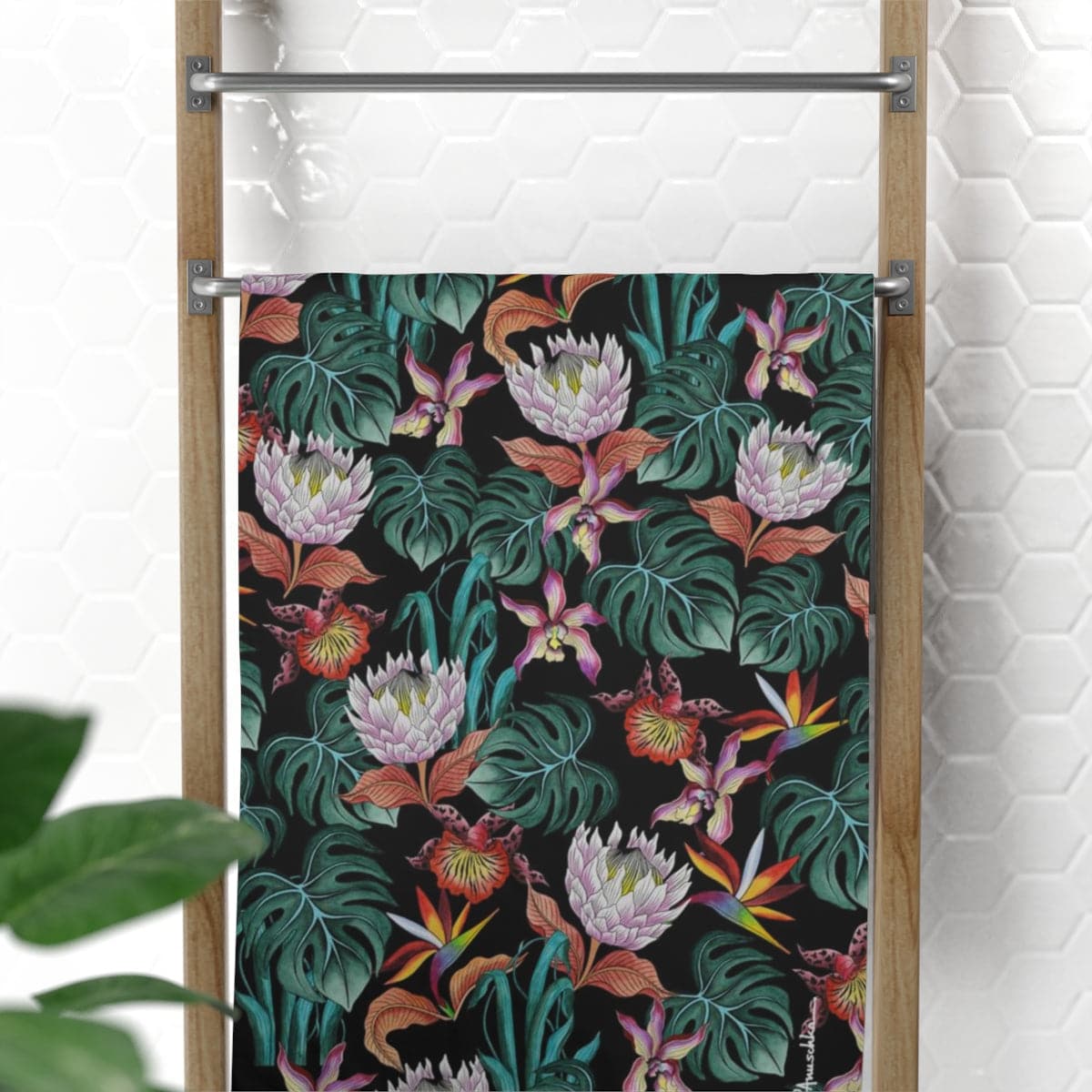 Island Escape Black Beach Towel
