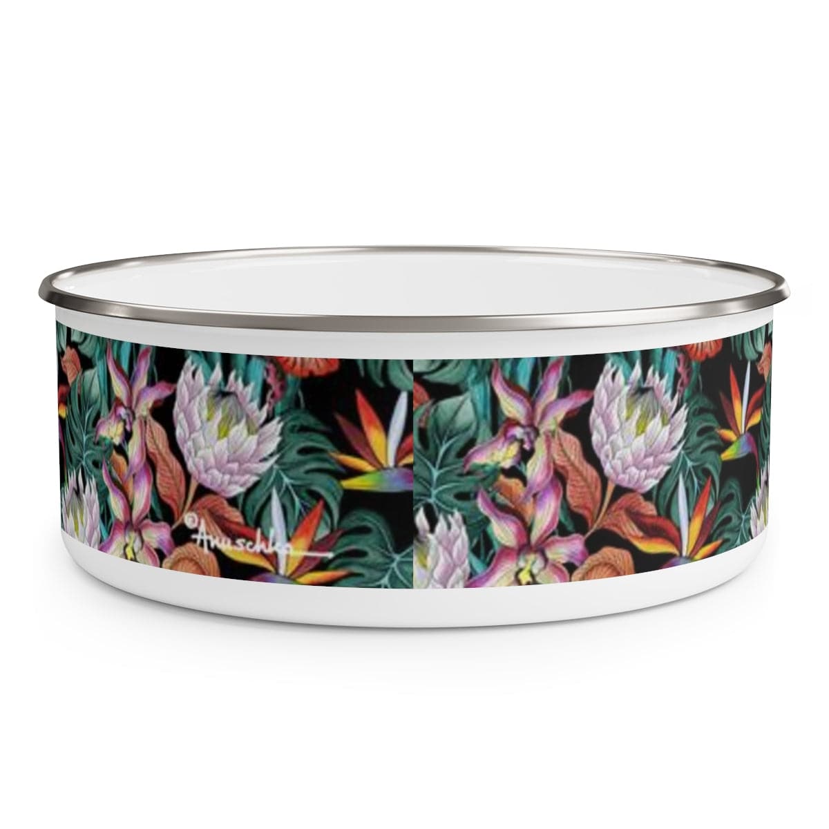 Island Escape Black Enamel Bowl
