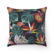 Island Escape Black Polyester Square Pillow