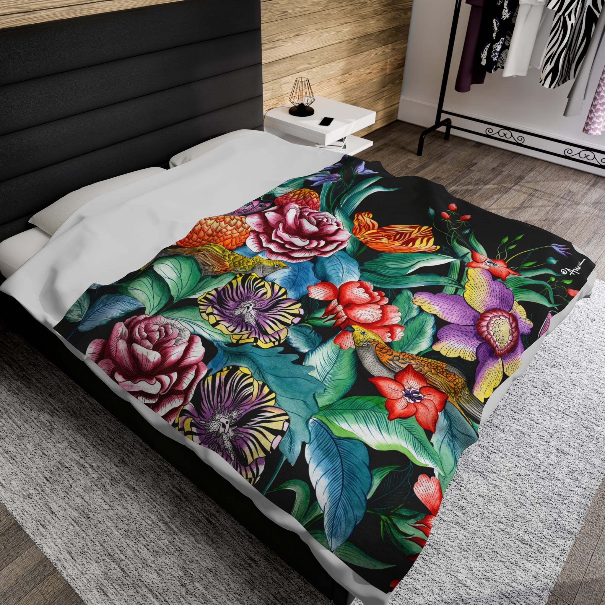 Vintage Bouquet Velveteen Plush Blanket