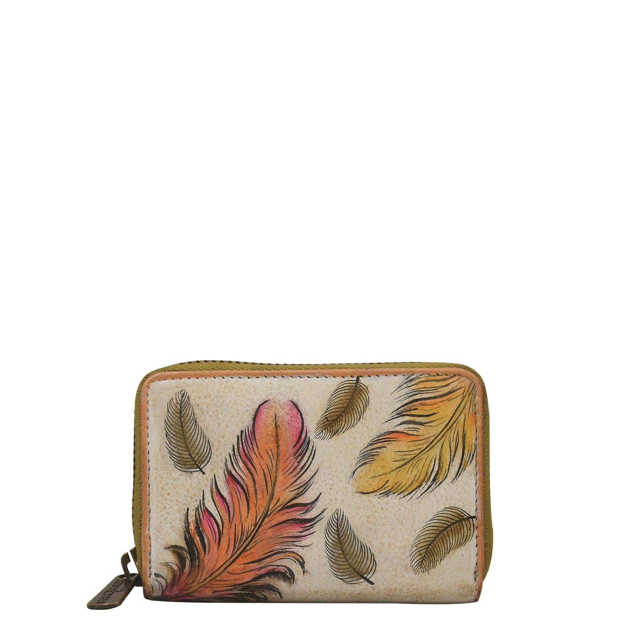 Floating Feathers Ivory Accordion Style Credit And Business Card Holder - 1110