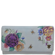 Floral Charm Accordion Flap Wallet - 1112