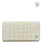 Croc Embossed Cream Gold Three Fold Wallet - 1150