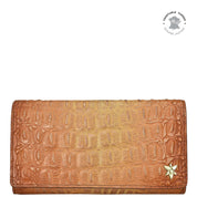 Croc Embossed Caramel Three Fold Wallet - 1150