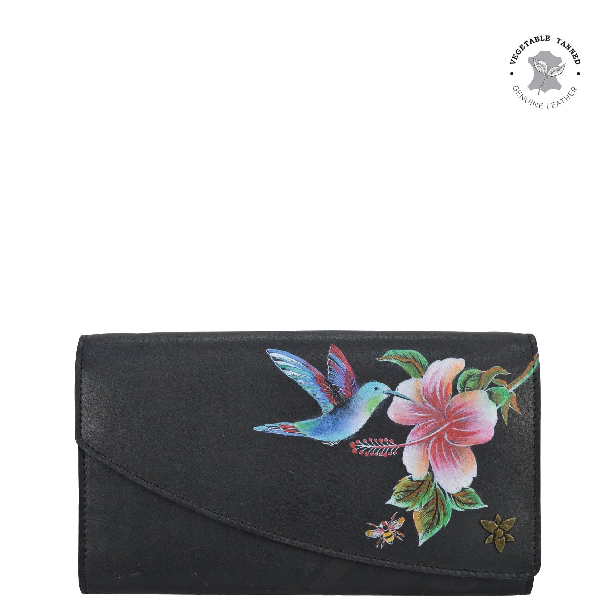 Hummingbird Black Accordion Flap Wallet - 1174