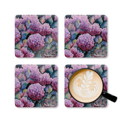 Hypnotic Hydrangeas Corkwood Coaster Set