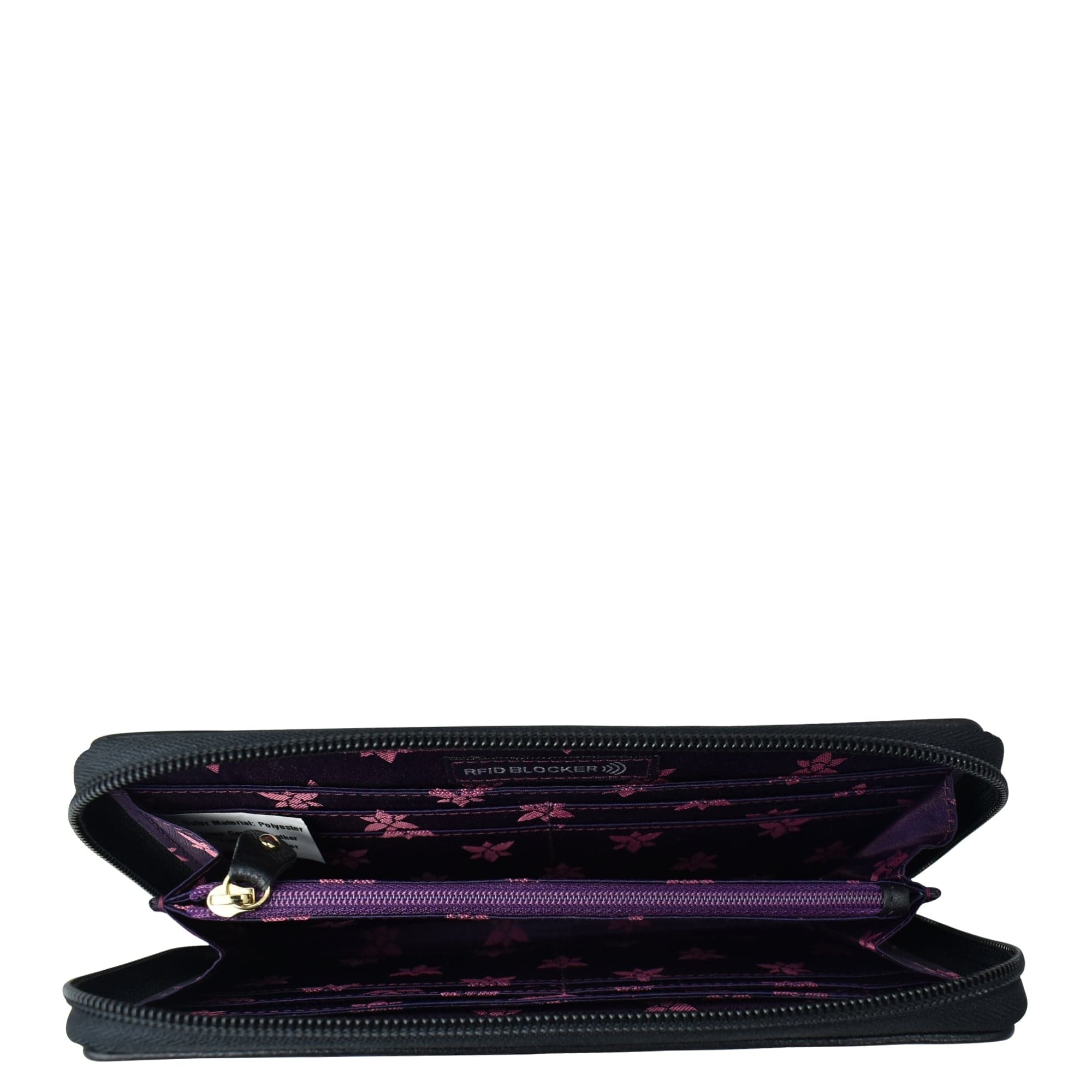 Fabric with Leather Trim Wristlet Travel Wallet - 13000