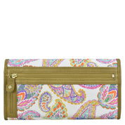 Fabric with Leather Trim Three-Fold RFID Wallet - 13007