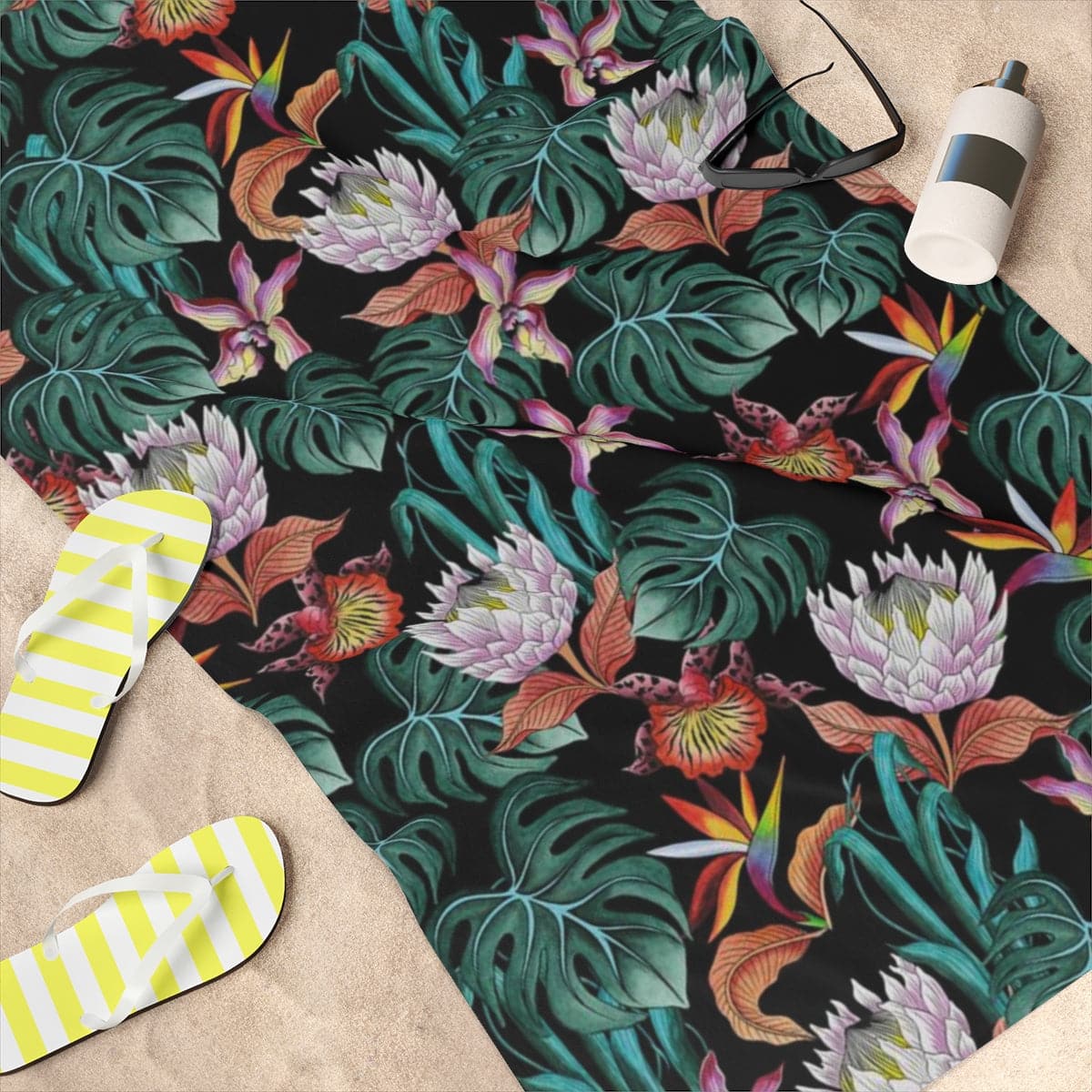 Island Escape Black Beach Towel
