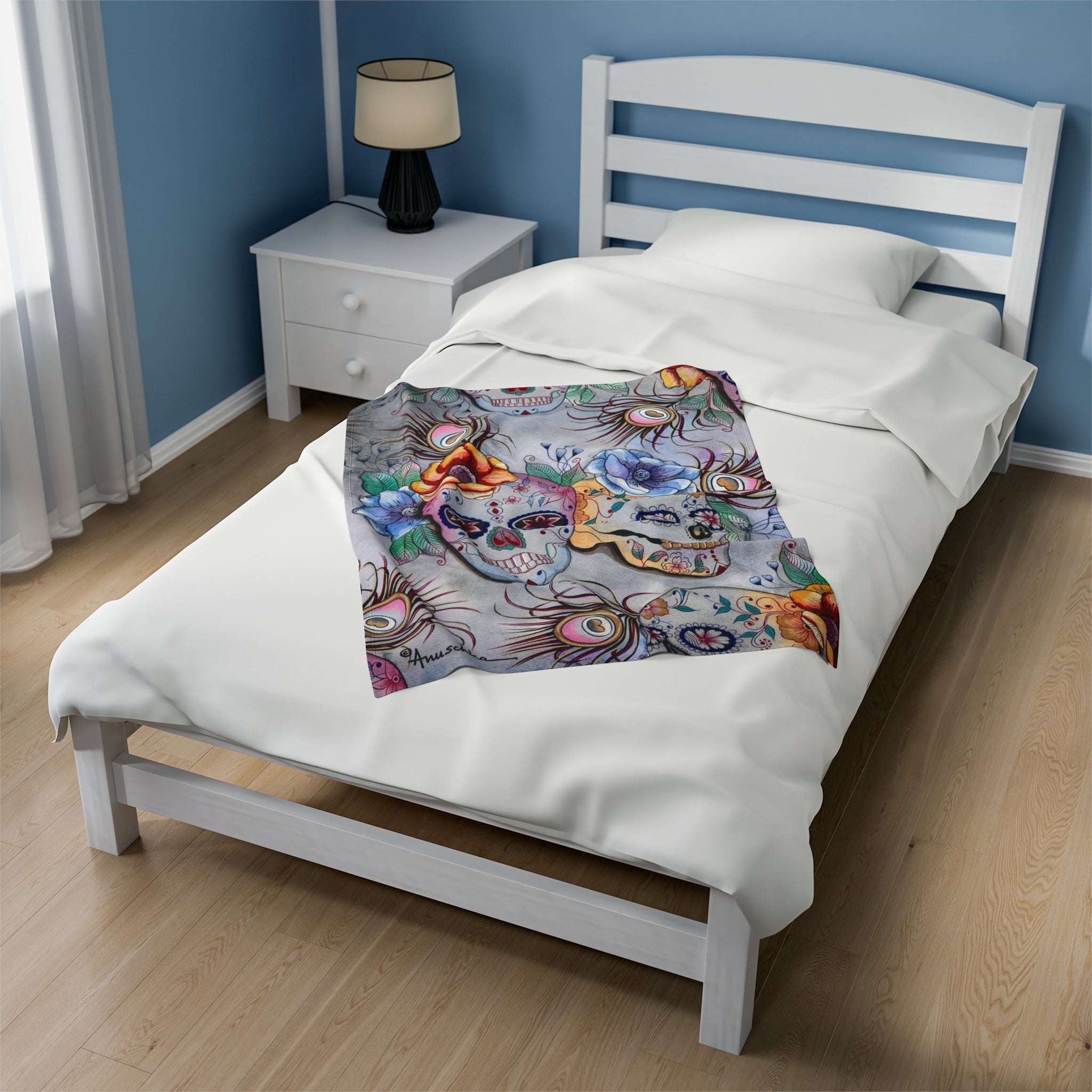 Calaveras de Azúcar Velveteen Plush Blanket