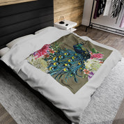 Regal Peacock Velveteen Plush Blanket