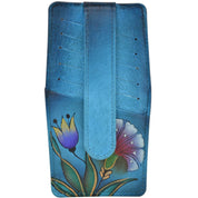 Anna by Anuschka style 1729, handpainted Credit Card Holder. Turkish Garden Denim painting in blue color. Featuring six credit card holder on each side.
