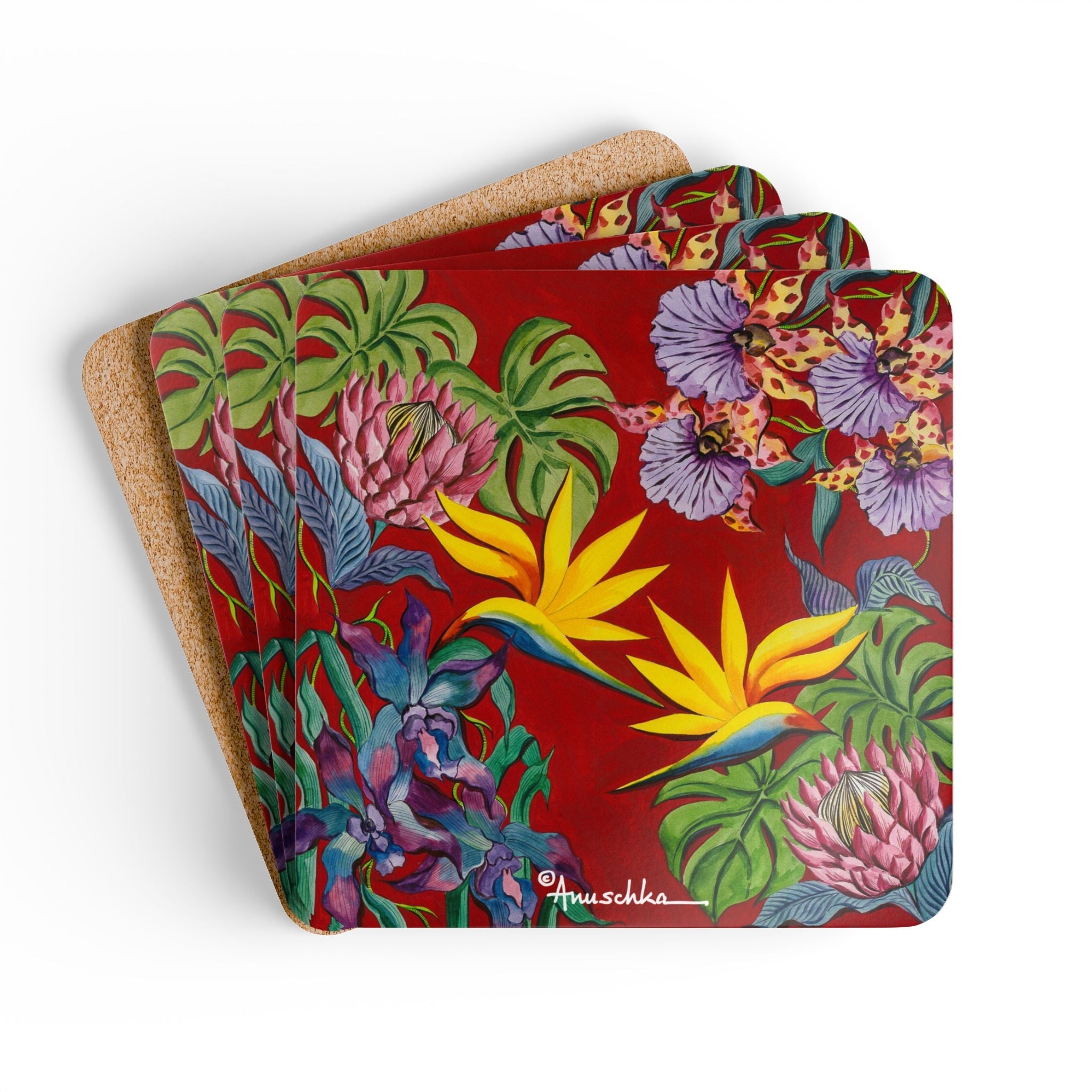 Island Escape Corkwood Coaster Set